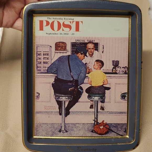 Norman Rockwell Tin Tray Home Office Decor Shelf Organizer Money Trinket - Picture 1 of 16